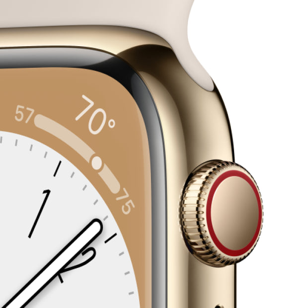 Apple Watch Series 8 GPS + Cellular 41mm Gold Stainless Steel Case with Starlight Sport Band - Regular